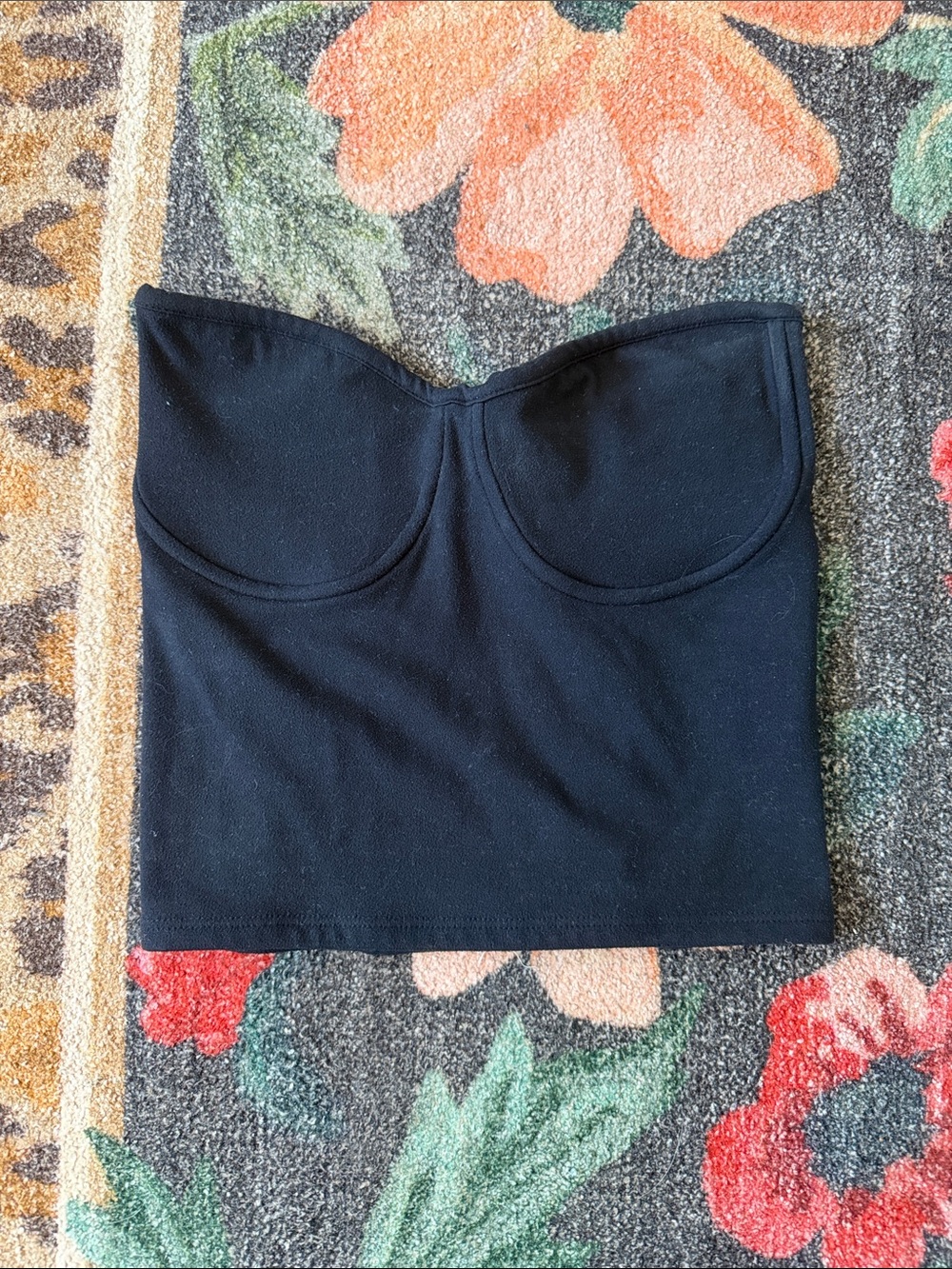 Joah Brown Black Strapless Bandeau Bustier
